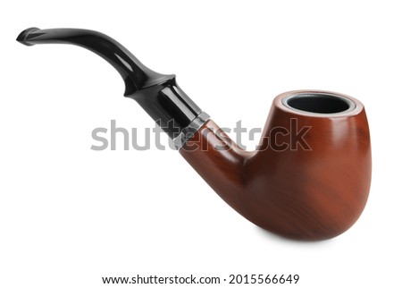 Classic wooden smoking pipe isolated on white