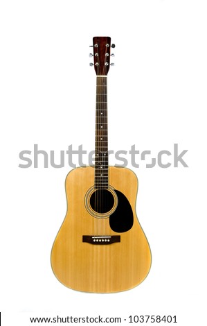 classical acoustic guitar isolated on a white background