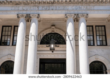 Classical architecture facade of The Curtis Publishing Company building in Philadelphia