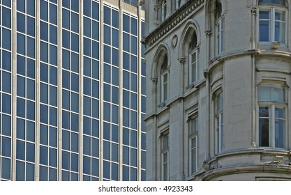 Classical building and modern building