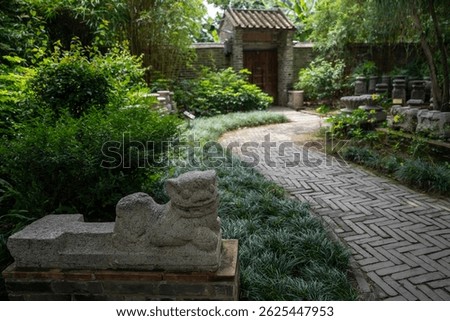Classical Chinese garden design:water stone and plants