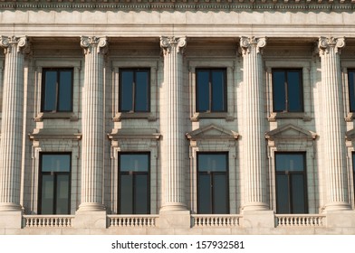 Classical Columns On The Old Courthouse In Cleveland Ohio