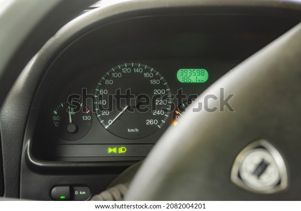 Classical executive car dashboard, central\
console of the\
vehicle