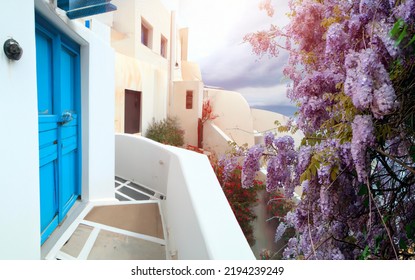 Classical Greek Architecture Of The Streets In The Cyclades Greece, Close Up