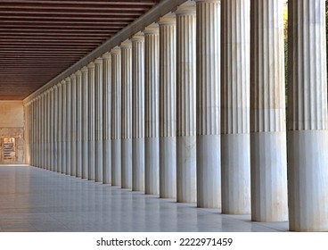Classical Greek coloumns at the Agora in Athens - Shutterstock ID 2222971459