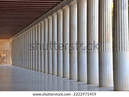 Classical Greek coloumns at the Agora in Athens