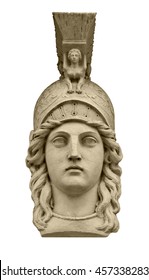 Classical Greek Goddess Athena Head Sculpture Isolated On White