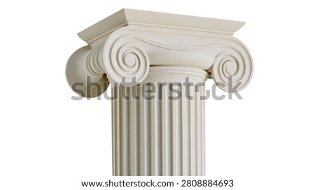 Classical ionic column with fluted shaft and decorative scroll capital