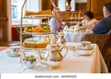 Classical London Afternoon Tea Ceremony In A Luxury Hotel.