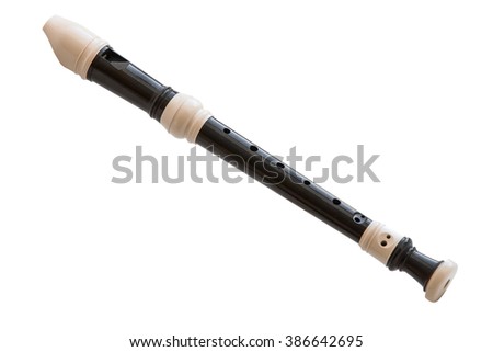 classical musical instrument is the block flute isolated on white background