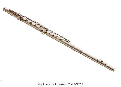 classical musical instrument flute isolated on white background - Shutterstock ID 747853216