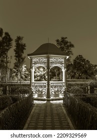 Classical Pavilion In Public Park At Night