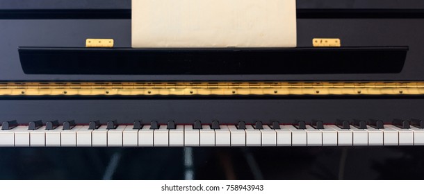 Classical piano keyboard, front view