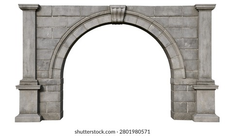 Classical stone archway with rectangular blocks and decorative keystone
