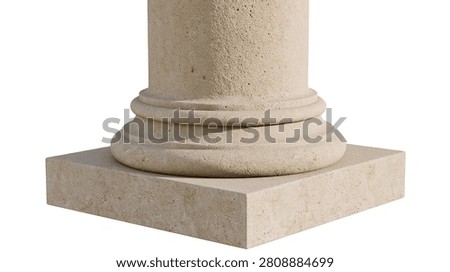 Classical stone column base with circular shaft and square plinth