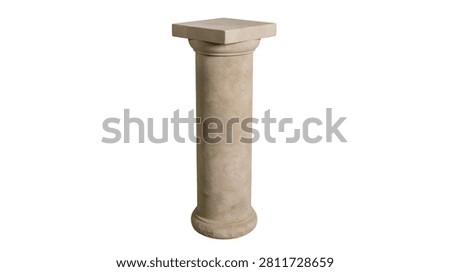 Classical stone pedestal column with square top and cylindrical base