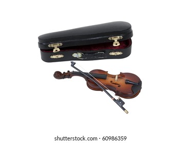 Classical wooden Violin with molded carrying case - path included