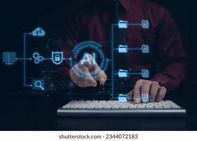 Classification of documents using AI. A new way to manage documents with AI, intelligent document processing. Account verification using AI artificial intelligence. - Powered by Shutterstock