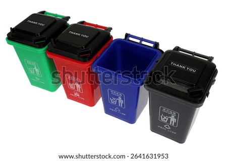 Classification trash can on white background