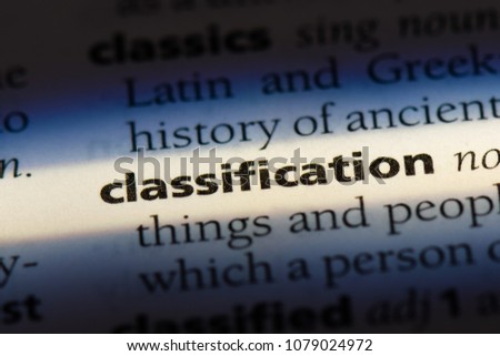 classification word in a dictionary. classification concept