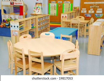 Classroom and activity stations of preschool