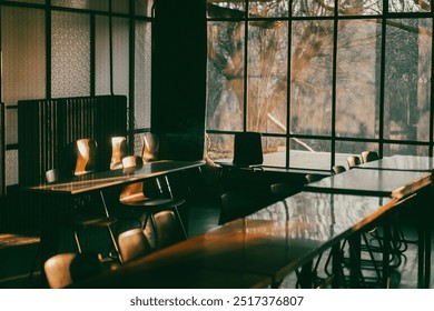 classroom chairs table empty interior