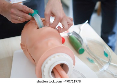 classroom shows equipment used to train health care workers to rescue people in cardiac or respiratory arrest - Shutterstock ID 490711978