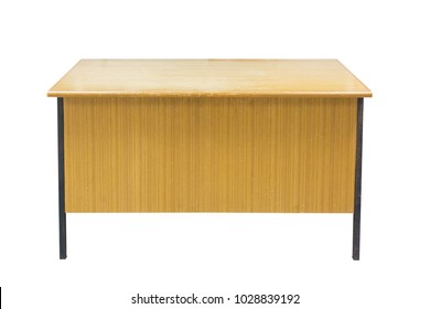 Classroom Wood Table Isolated With Clipping Path