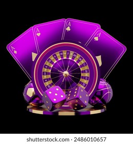 classy casino banner with a beautiful combination of cards and dice, beautiful color combination with purple and blue gradations, casino table  - Powered by Shutterstock