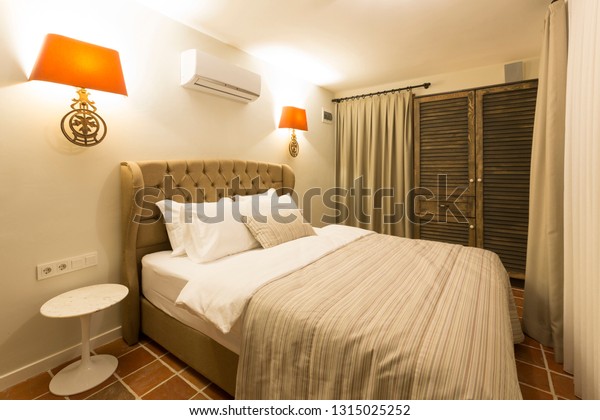 Classy Master Bedroom White Pillows Grey Stock Photo Edit Now