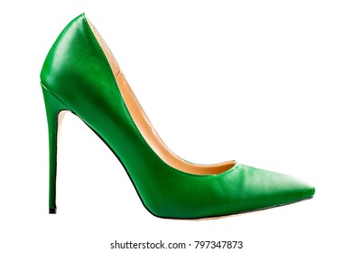 green patent court shoes