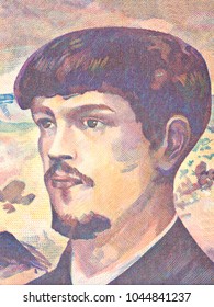 Claude Debussy portrait from French money 
