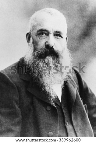 Claude Monet in 1901 in the Giverny. Photograph by Gaspard Felix Nadar. The 60 year old impressionist painter would continue work for another two decades, producing his Waterlily series.