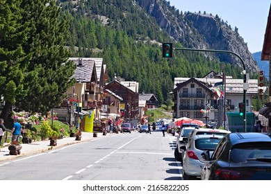 Claviere, Piedmont, Italy - July 12, 2021: Claviere is a municipality in the Piedmont, Italy, a small, but well equipped skiing village