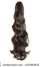 Claw Clip Dark Brown Wavy Synthetic Ponytail Hair Extensions