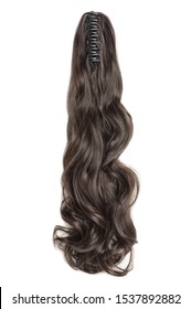 Claw Clip Dark Brown Wavy Synthetic Ponytail Hair Extensions