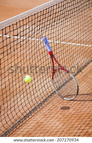 clay court and tennis equipment