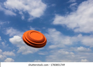 Clay Disc Target Shooting On The Blue Sky , Clay Pigeon Targets