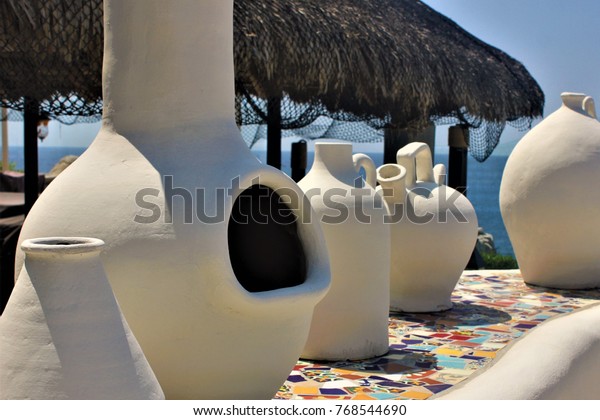 Clay Fire Pit Pots Sun Stock Image Download Now