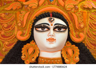 Illustration Goddess Durga Face Happy Durga Stock Vector (Royalty Free ...