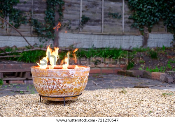 Clay Outdoor Fire Pit Back Garden Parks Outdoor Objects Stock Image