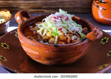  clay plate with pozole, traditional Mexican food - Shutterstock ID 2019002003