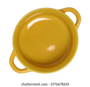 Clay pot or ceramic plate with handles isolated on white background, plate for porridge, salad and other dishes. Top view. - Powered by Shutterstock