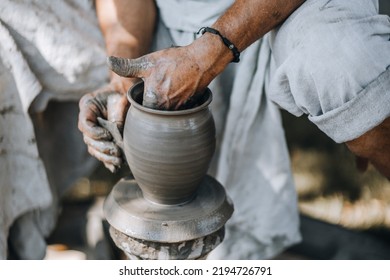 Clay Pot Making On The Potter's Wheel 