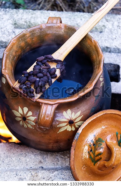 Clay Pot On Outdoor Brick Fire Stock Photo Edit Now 1333988330