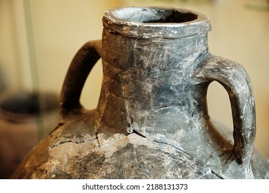 Clay Pottery Called Amphora Used In Ancient Times To Transport Goods, Particularly Wine And Food. Amphorae Of Roman Time.