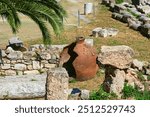 Clay storage vessel at the Roman Agora of Athens, Greece