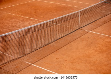 Clay Tennis Court Net, Seen From Above, Diagonal Net