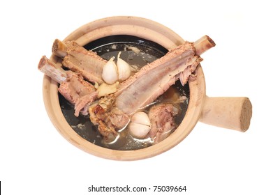 Claypot Cooked Pork Rib Soup With Isolated Background