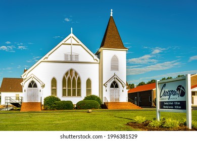 Clayton, North Carolina USA-06 23 2021: A Non-Denominational Church in Clayton Beside the Highway.